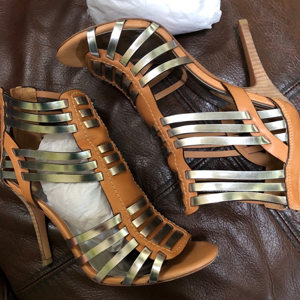 Coach Silver/Tan Gladiator Heels